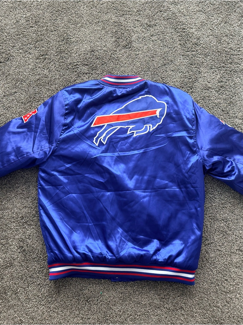 NEW - Size L - Buffalo Bills NFL Blue Satin Bomber Jacket - Picture 3 of 5